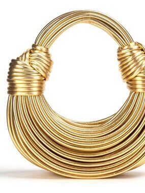 Gold Purse for Women, Woven Knotted Bread Crossbody Clutch Top Handle Creative N